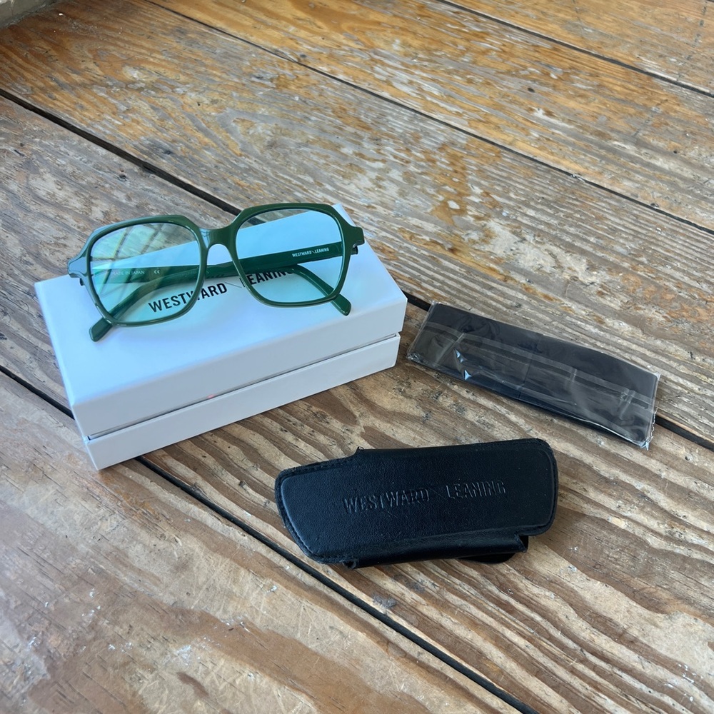 Westward Leaning Green Tinted Rectangular Sunglas… - image 5